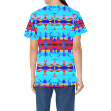 Load image into Gallery viewer, Between the Mountains Blue All Over Print Scrub Top Scrub Top e-joyer 
