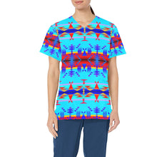 Load image into Gallery viewer, Between the Mountains Blue All Over Print Scrub Top Scrub Top e-joyer 
