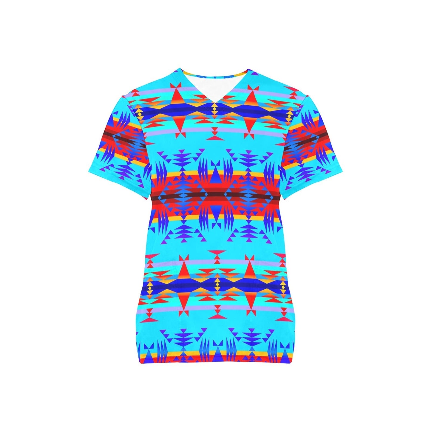 Between the Mountains Blue All Over Print Scrub Top Scrub Top e-joyer 