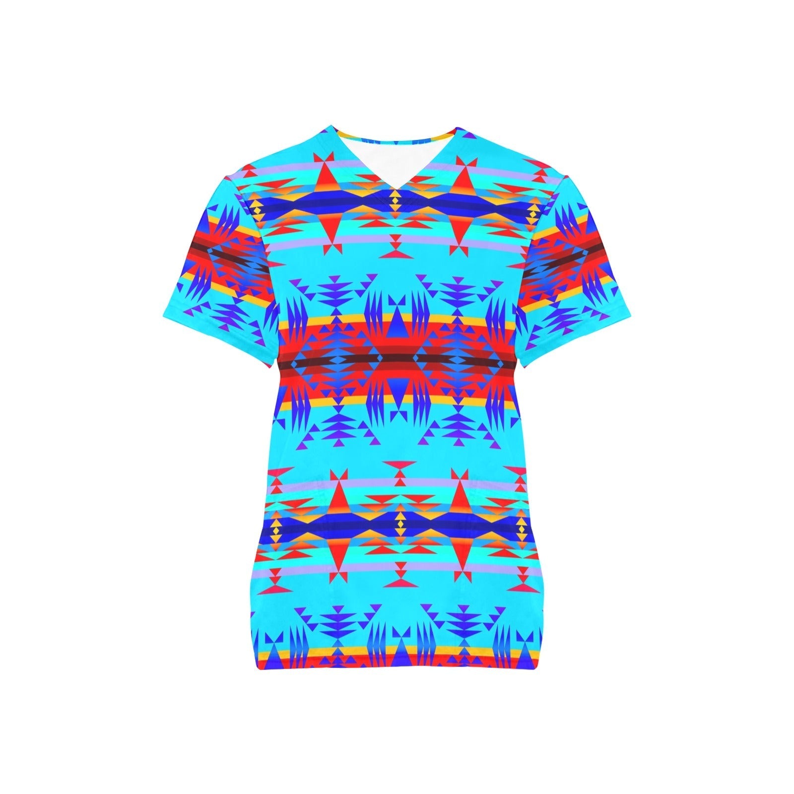 Between the Mountains Blue All Over Print Scrub Top Scrub Top e-joyer 