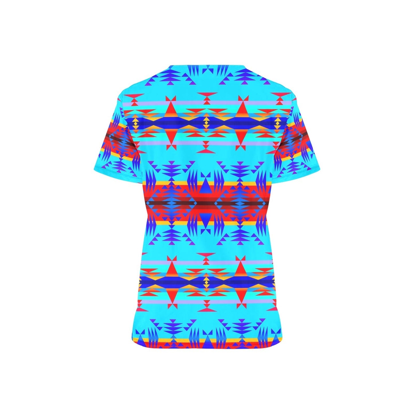 Between the Mountains Blue All Over Print Scrub Top Scrub Top e-joyer 
