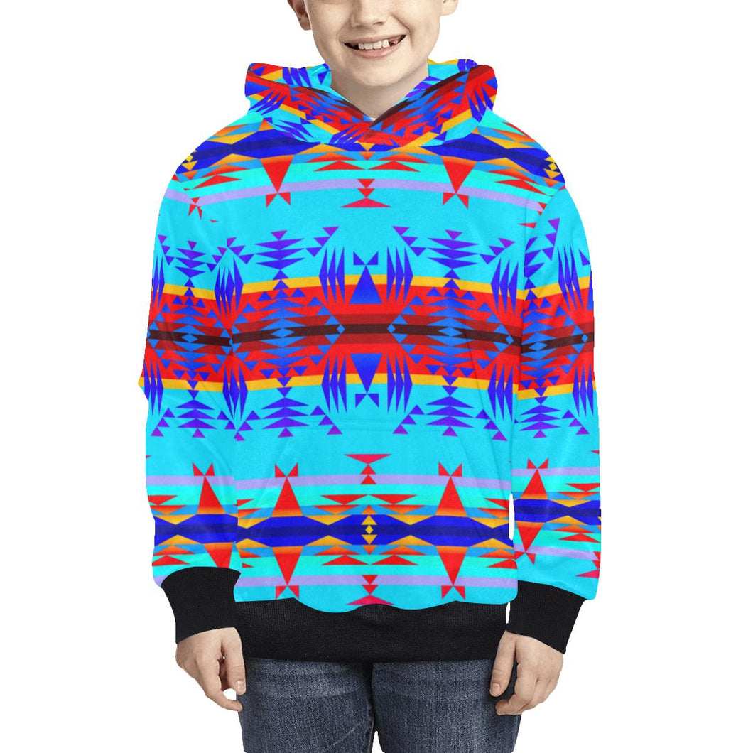 Between the Mountains Blue Kids' All Over Print Hoodie (Model H38) Kids' AOP Hoodie (H38) e-joyer 