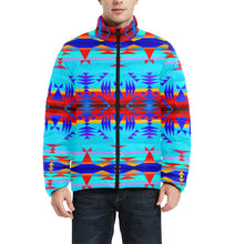 Load image into Gallery viewer, Between the Mountains Blue Men&#39;s Stand Collar Padded Jacket (Model H41) Men&#39;s Stand Collar Padded Jacket (H41) e-joyer 
