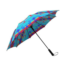 Load image into Gallery viewer, Between the Mountains Blue Semi-Automatic Foldable Umbrella Semi-Automatic Foldable Umbrella e-joyer 
