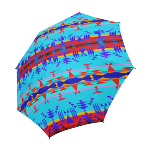 Between the Mountains Blue Semi-Automatic Foldable Umbrella Semi-Automatic Foldable Umbrella e-joyer 