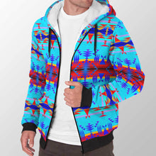 Load image into Gallery viewer, Between the Mountains Blue Sherpa Hoodie 49 Dzine 
