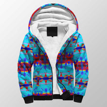 Load image into Gallery viewer, Between the Mountains Blue Sherpa Hoodie 49 Dzine 
