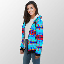 Load image into Gallery viewer, Between the Mountains Blue Sherpa Hoodie 49 Dzine 
