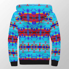 Load image into Gallery viewer, Between the Mountains Blue Sherpa Hoodie 49 Dzine 
