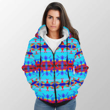 Load image into Gallery viewer, Between the Mountains Blue Sherpa Hoodie 49 Dzine 
