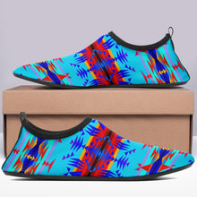 Load image into Gallery viewer, Between the Mountains Blue Sockamoccs Kid&#39;s Slip On Shoes 49 Dzine 
