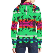 Load image into Gallery viewer, Between the Mountains Deep Lake All Over Print Full Zip Hoodie for Women (Model H14) All Over Print Full Zip Hoodie for Women (H14) e-joyer 
