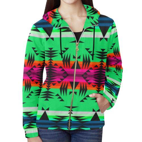 Between the Mountains Deep Lake All Over Print Full Zip Hoodie for Women (Model H14) All Over Print Full Zip Hoodie for Women (H14) e-joyer 