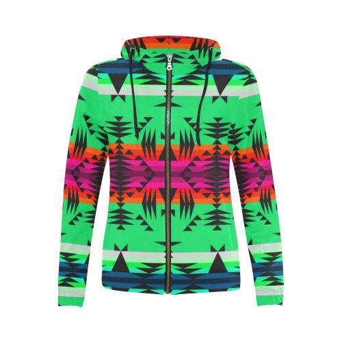 Between the Mountains Deep Lake All Over Print Full Zip Hoodie for Women (Model H14) All Over Print Full Zip Hoodie for Women (H14) e-joyer 