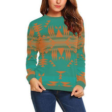 Load image into Gallery viewer, Between the Mountains Deep Lake Orange All Over Print Crewneck Sweatshirt for Women (Model H18) Crewneck Sweatshirt for Women (H18) e-joyer 
