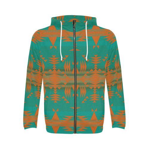 Between the Mountains Deep Lake Orange All Over Print Full Zip Hoodie for Men (Model H14) All Over Print Full Zip Hoodie for Men (H14) e-joyer 