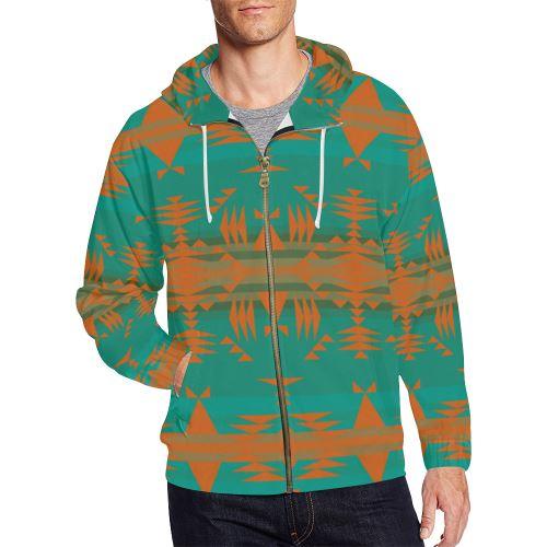 Between the Mountains Deep Lake Orange All Over Print Full Zip Hoodie for Men (Model H14) All Over Print Full Zip Hoodie for Men (H14) e-joyer 