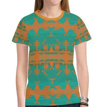 Load image into Gallery viewer, Between the Mountains Deep Lake Orange New All Over Print T-shirt for Women (Model T45) New All Over Print T-shirt for Women (T45) e-joyer 
