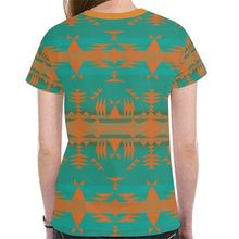 Load image into Gallery viewer, Between the Mountains Deep Lake Orange New All Over Print T-shirt for Women (Model T45) New All Over Print T-shirt for Women (T45) e-joyer 
