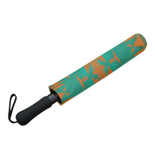Load image into Gallery viewer, Between the Mountains Deep Lake Orange Semi-Automatic Foldable Umbrella Semi-Automatic Foldable Umbrella e-joyer 
