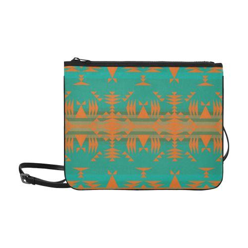 Between the Mountains Deep Lake Orange Slim Clutch Bag (Model 1668) Slim Clutch Bags (1668) e-joyer 