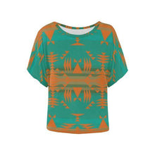 Load image into Gallery viewer, Between the Mountains Deep Lake Orange Women&#39;s Batwing-Sleeved Blouse T shirt (Model T44) Women&#39;s Batwing-Sleeved Blouse T shirt (T44) e-joyer 
