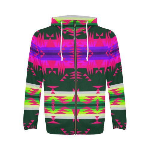 Between the Mountains Deep Lake Sunset All Over Print Full Zip Hoodie for Men (Model H14) All Over Print Full Zip Hoodie for Men (H14) e-joyer 