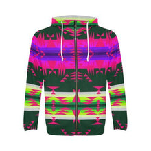 Load image into Gallery viewer, Between the Mountains Deep Lake Sunset All Over Print Full Zip Hoodie for Men (Model H14) All Over Print Full Zip Hoodie for Men (H14) e-joyer 
