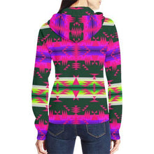 Load image into Gallery viewer, Between the Mountains Deep Lake Sunset All Over Print Full Zip Hoodie for Women (Model H14) All Over Print Full Zip Hoodie for Women (H14) e-joyer 
