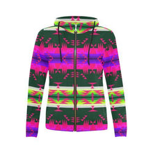 Load image into Gallery viewer, Between the Mountains Deep Lake Sunset All Over Print Full Zip Hoodie for Women (Model H14) All Over Print Full Zip Hoodie for Women (H14) e-joyer 
