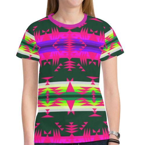 Between the Mountains Deep Lake Sunset New All Over Print T-shirt for Women (Model T45) New All Over Print T-shirt for Women (T45) e-joyer 