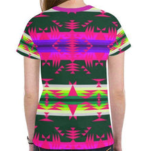 Load image into Gallery viewer, Between the Mountains Deep Lake Sunset New All Over Print T-shirt for Women (Model T45) New All Over Print T-shirt for Women (T45) e-joyer 
