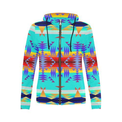 Between the Mountains Fire All Over Print Full Zip Hoodie for Women (Model H14) All Over Print Full Zip Hoodie for Women (H14) e-joyer 