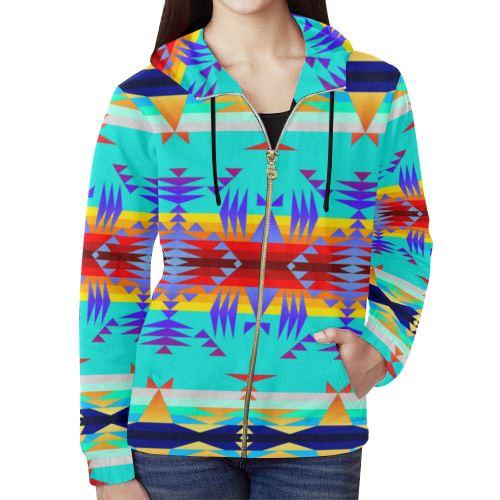 Between the Mountains Fire All Over Print Full Zip Hoodie for Women (Model H14) All Over Print Full Zip Hoodie for Women (H14) e-joyer 