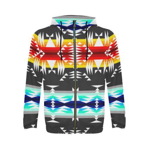 Between the Mountains Gray All Over Print Full Zip Hoodie for Men (Model H14) All Over Print Full Zip Hoodie for Men (H14) e-joyer 