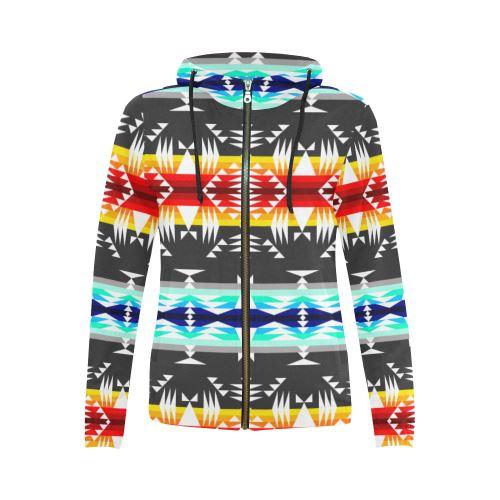 Between the Mountains Gray All Over Print Full Zip Hoodie for Women (Model H14) All Over Print Full Zip Hoodie for Women (H14) e-joyer 