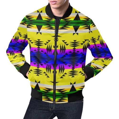 Between the Mountains Greasy Yellow All Over Print Bomber Jacket for Men/Large Size (Model H19) All Over Print Bomber Jacket for Men/Large (H19) e-joyer 