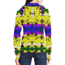 Load image into Gallery viewer, Between the Mountains Greasy Yellow All Over Print Full Zip Hoodie for Women (Model H14) All Over Print Full Zip Hoodie for Women (H14) e-joyer 
