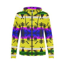 Load image into Gallery viewer, Between the Mountains Greasy Yellow All Over Print Full Zip Hoodie for Women (Model H14) All Over Print Full Zip Hoodie for Women (H14) e-joyer 
