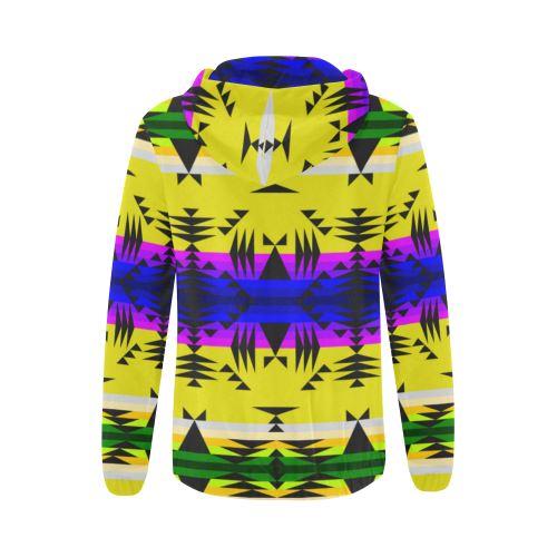 Between the Mountains Greasy Yellow All Over Print Full Zip Hoodie for Women (Model H14) All Over Print Full Zip Hoodie for Women (H14) e-joyer 