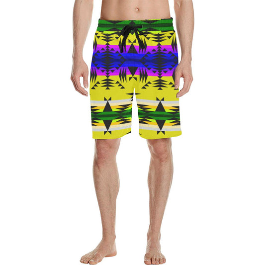 Between the Mountains Greasy Yellow Men's All Over Print Casual Shorts (Model L23) Men's Casual Shorts (L23) e-joyer 