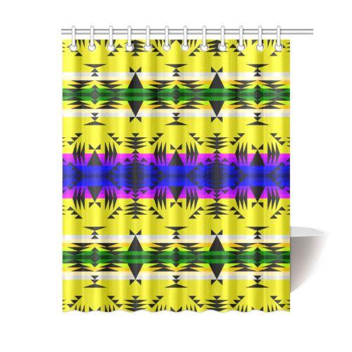 Between the Mountains Greasy Yellow Shower Curtain 60