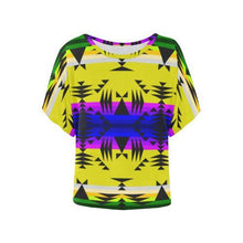 Load image into Gallery viewer, Between the Mountains Greasy Yellow Women&#39;s Batwing-Sleeved Blouse T shirt (Model T44) Women&#39;s Batwing-Sleeved Blouse T shirt (T44) e-joyer 
