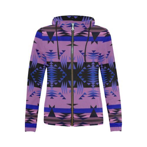 Between the Mountains Moon Shadow All Over Print Full Zip Hoodie for Women (Model H14) All Over Print Full Zip Hoodie for Women (H14) e-joyer 