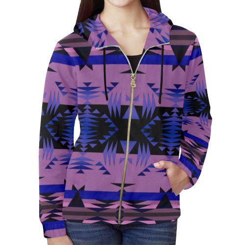 Between the Mountains Moon Shadow All Over Print Full Zip Hoodie for Women (Model H14) All Over Print Full Zip Hoodie for Women (H14) e-joyer 