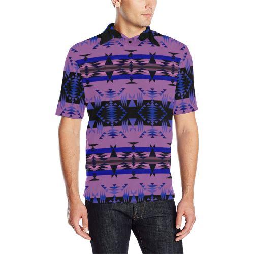 Between the Mountains Moon Shadow Men's All Over Print Polo Shirt (Model T55) Men's Polo Shirt (Model T55) e-joyer 