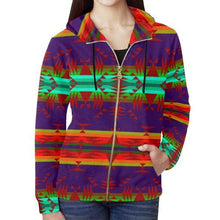 Load image into Gallery viewer, Between the Mountains Moon Shadow Sierra All Over Print Full Zip Hoodie for Women (Model H14) All Over Print Full Zip Hoodie for Women (H14) e-joyer 
