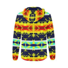 Load image into Gallery viewer, Between the Mountains Navy Yellow All Over Print Full Zip Hoodie for Women (Model H14) All Over Print Full Zip Hoodie for Women (H14) e-joyer 
