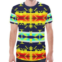 Load image into Gallery viewer, Between the Mountains Navy Yellow New All Over Print T-shirt for Men (Model T45) New All Over Print T-shirt for Men (T45) e-joyer 
