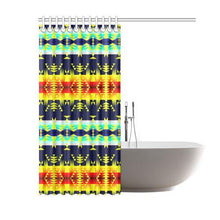 Load image into Gallery viewer, Between the Mountains Navy Yellow Shower Curtain 60&quot;x72&quot; Shower Curtain 60&quot;x72&quot; e-joyer 
